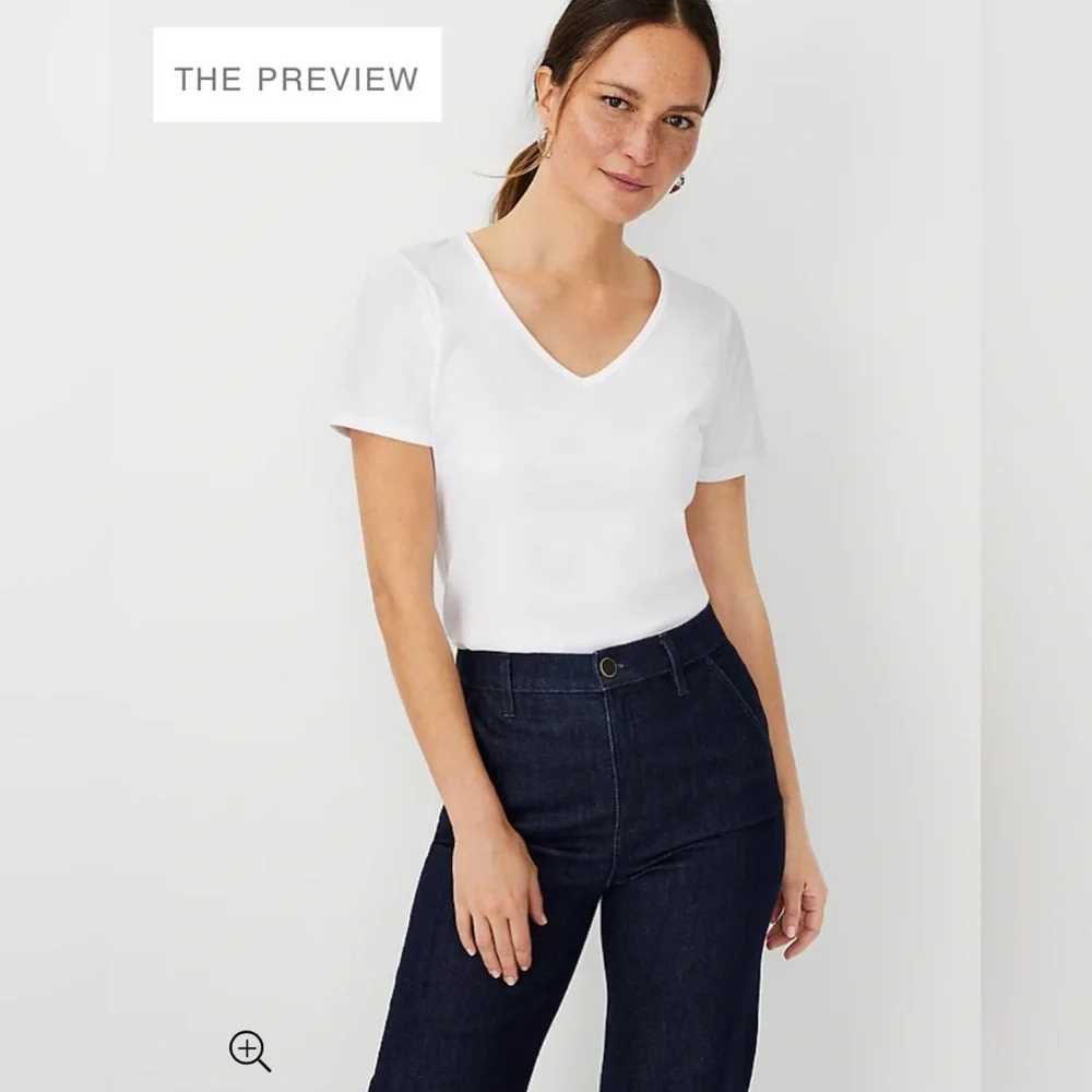 SOLD NWT Ann Taylor White Cotton Tee - Size small - Picture 1 of 8